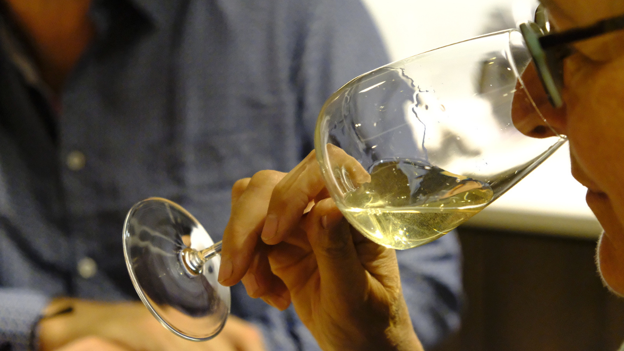 Sarah Siese sampling the wines